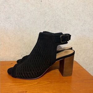 Antonio Melani black suede peep-toe slingback heel women’s size 8.5